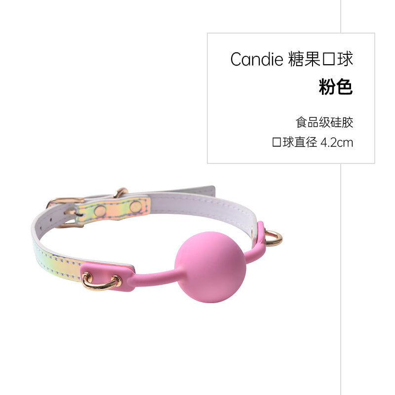 SM rainbow candy mouth ball mouth plug silicone saliva ball slave girl gag punishment props sex toys