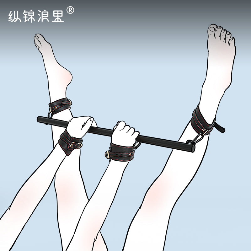 SM metal leg splitter with a fixed and binding frame to constrain sexual toys