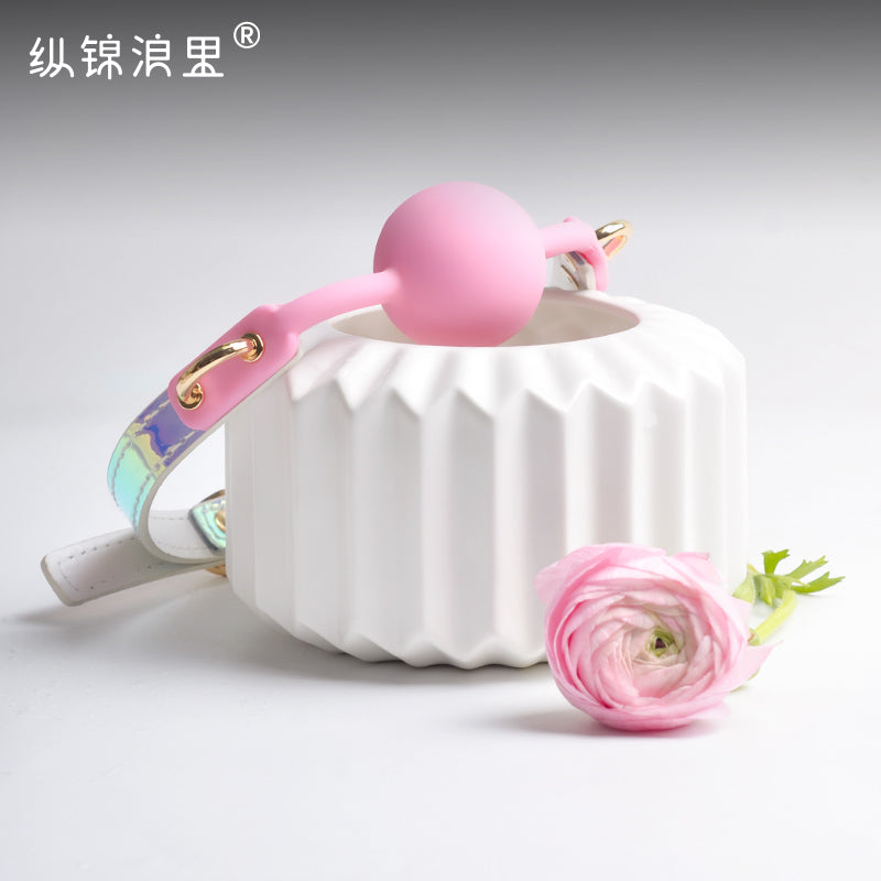 SM rainbow candy mouth ball mouth plug silicone saliva ball slave girl gag punishment props sex toys