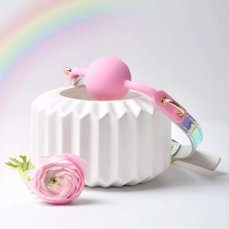 SM rainbow candy mouth ball mouth plug silicone saliva ball slave girl gag punishment props sex toys