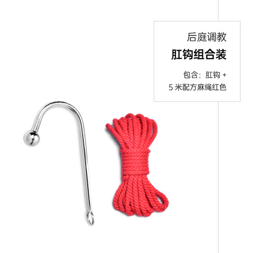 BDSM Metal Anal Hook with Collar Connector, Different Size Anal Plugs, SUB-Training, Stainless Steel